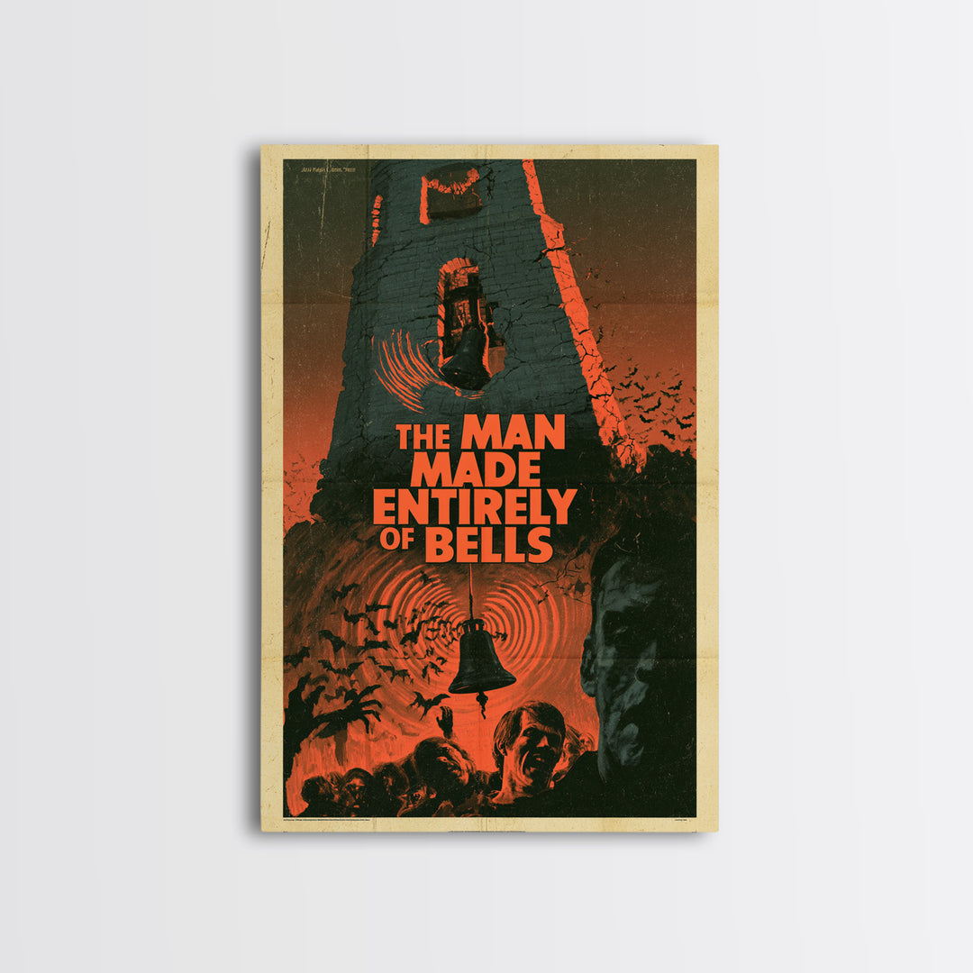 The Man Made Entirely Of Bells, English Language Horror Movie Poster, 1970s Horror Art, Gothic Cinema Wall Art, Canvas Print