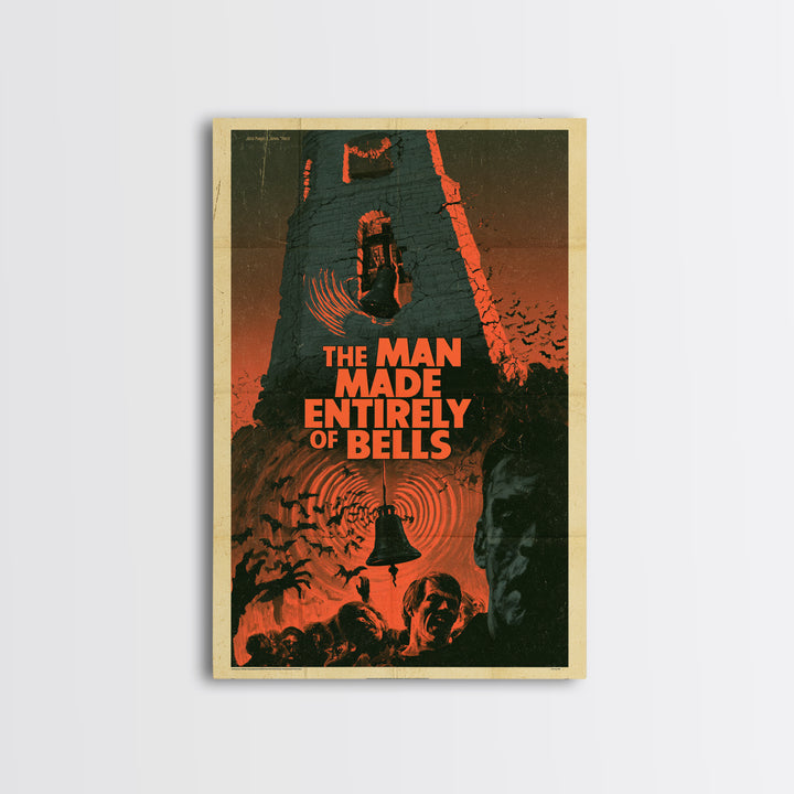 The Man Made Entirely Of Bells, English Language Horror Movie Poster, 1970s Horror Art, Gothic Cinema Wall Art, Canvas Print