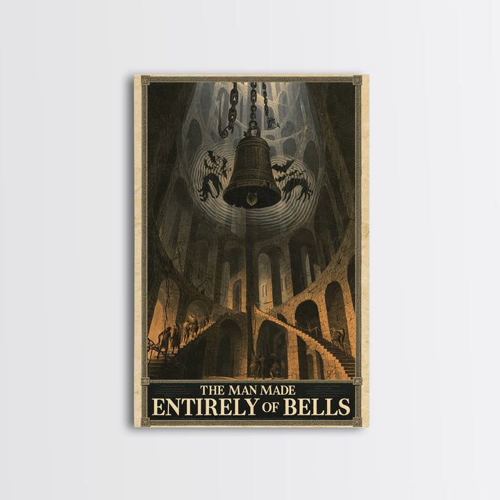 The Man Made Entirely Of Bells, English Language Horror Movie Poster, Architectural Etching Art, Gothic Cinema Wall Art