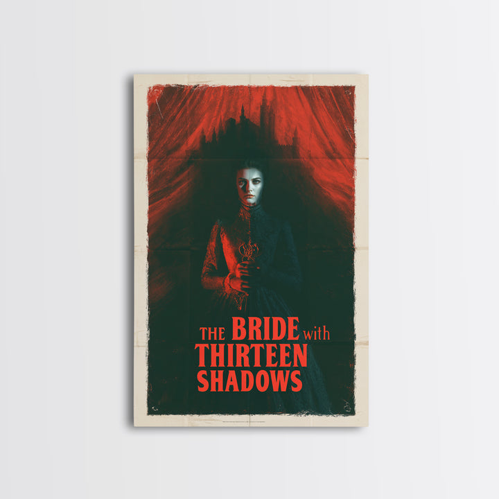The Bride With Thirteen Shadows, English Language Horror Movie Poster, 1960s Horror Art, Retro Horror Movie Art, Framed Canvas Print