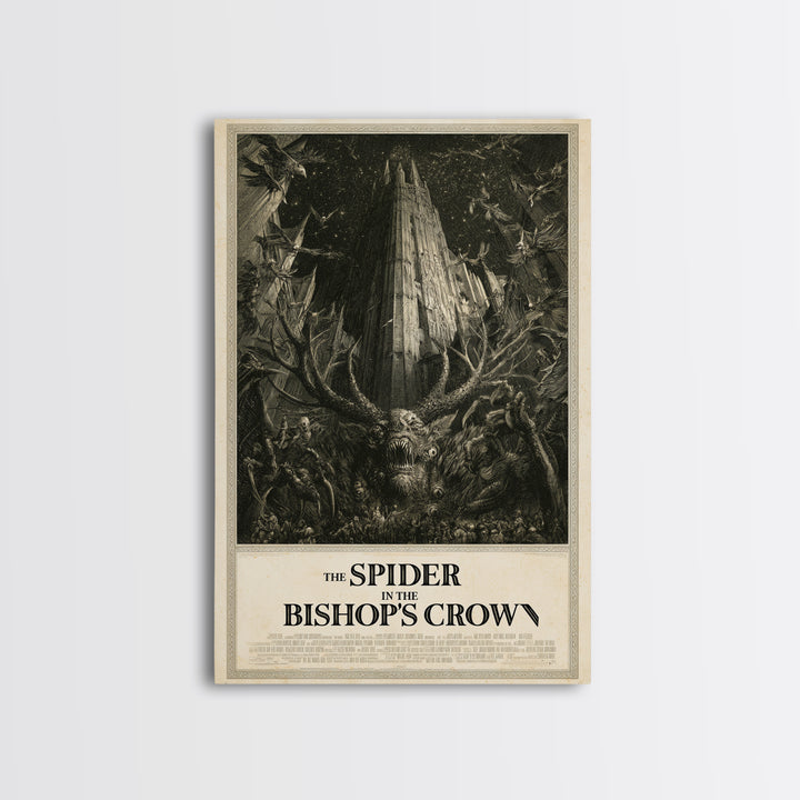 The Spider In The Bishop'S Crown, English Language Horror Movie Poster, Gothic Engraving Art, Retro Horror Movie Art, Canvas Print