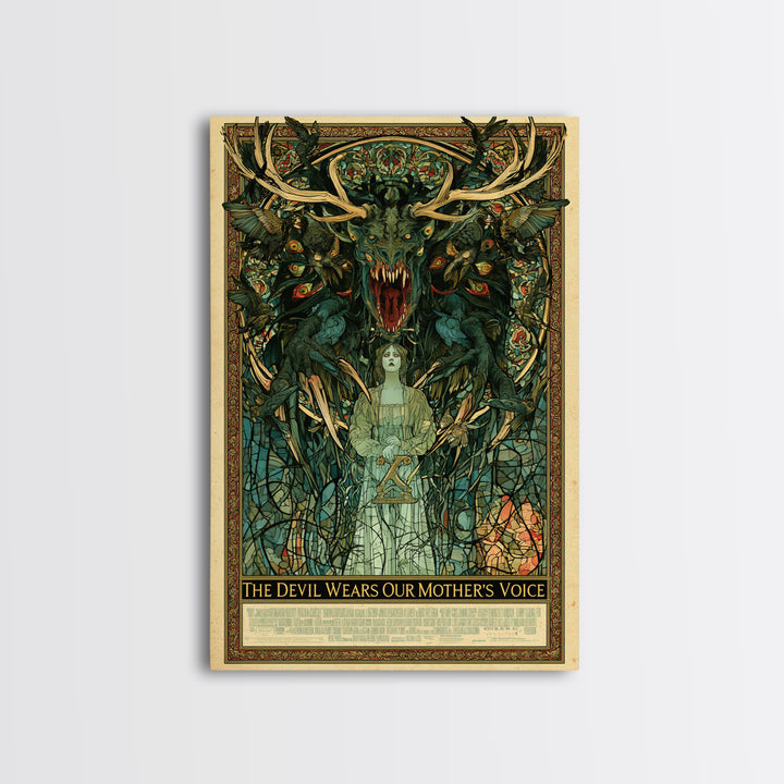 The Devil Wears Our Mother'S Voice, English Language Horror Movie Poster, Stained Glass Gothic Art, Gothic Cinema Wall Art
