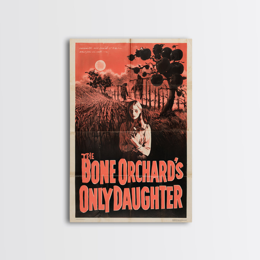 The Bone Orchard'S Only Daughter, English Language Horror Movie Poster, 1950s Creature-Feature One-Sheet Inspired Art, Framed Canvas Print