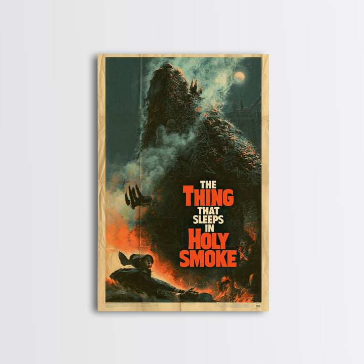 The Thing That Sleeps In Holy Smoke, English Language Horror Movie Poster, Giallo Horror Art, Gothic Cinema Wall Art, Framed Canvas Print