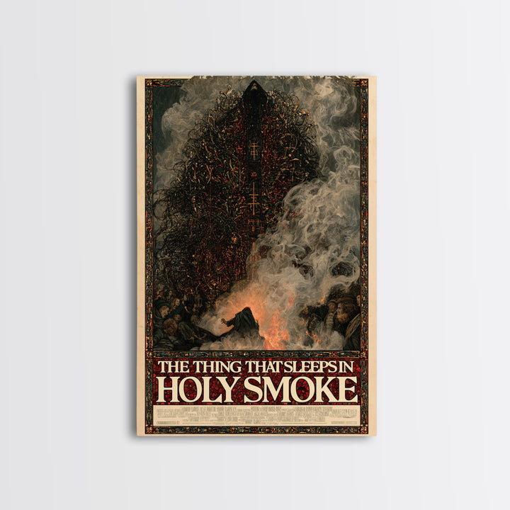 The Thing That Sleeps In Holy Smoke, English Language Horror Movie Poster, Stained Glass Gothic Art, Classic Monster Poster