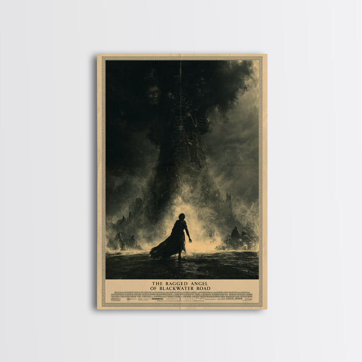 The Ragged Angel Of Blackwater Road, English Language Horror Movie Poster, Dark Romantic Horror Art, Gothic Cinema Wall Art, Canvas Print