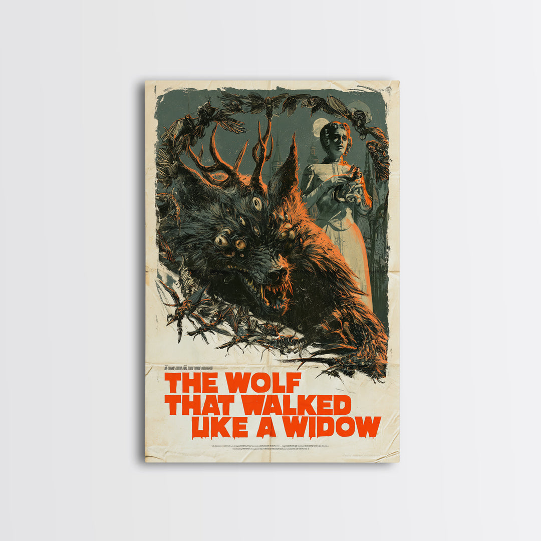 The Wolf That Walked Like A Widow, English Language Horror Movie Poster, Giallo Horror Art, Cult Horror Poster, Canvas Print