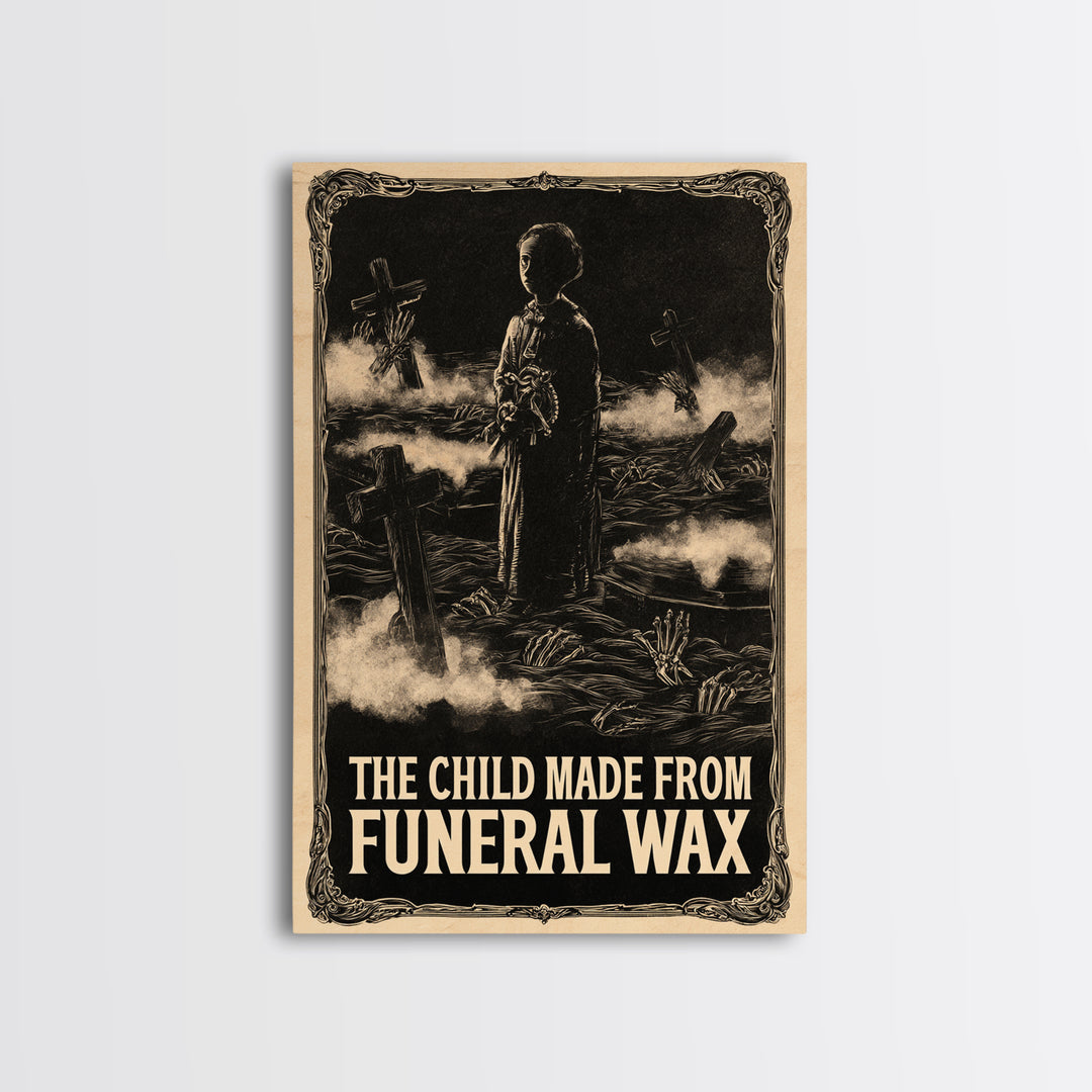 The Child Made From Funeral Wax, English Language Horror Movie Poster, Decadent Line Art, Retro Horror Movie Art, Canvas Print