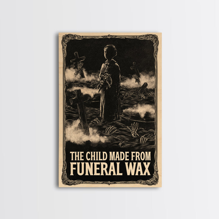 The Child Made From Funeral Wax, English Language Horror Movie Poster, Decadent Line Art, Retro Horror Movie Art, Canvas Print