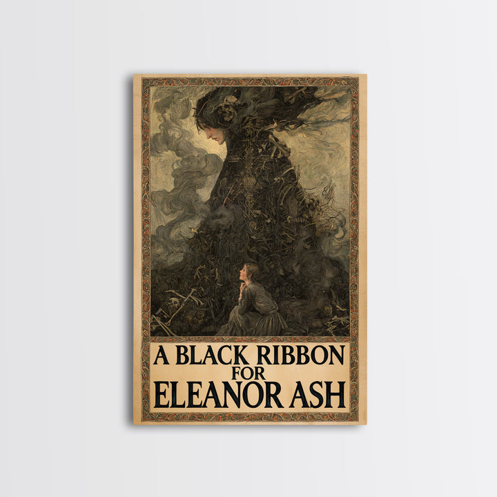 A Black Ribbon For Eleanor Ash, English Language Horror Movie Poster, Stained Glass Gothic Art, Classic Monster Poster, Canvas Print