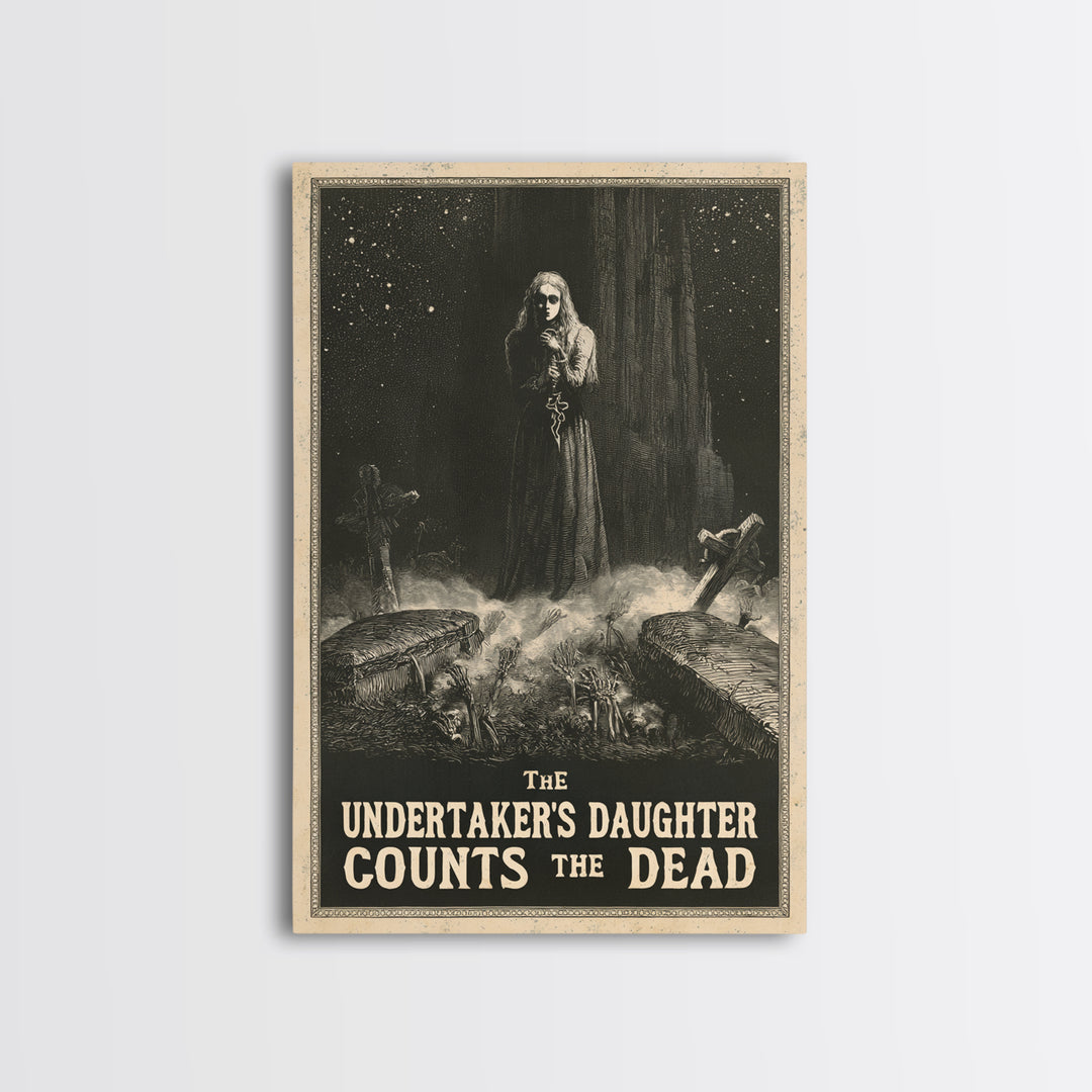 The Undertaker'S Daughter Counts The Dead, English Language Horror Movie Poster, Gothic Engraving Art, Gothic Cinema Wall Art