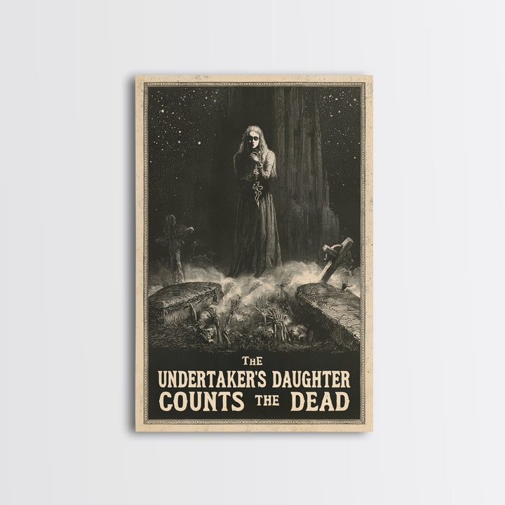 The Undertaker'S Daughter Counts The Dead, English Language Horror Movie Poster, Gothic Engraving Art, Gothic Cinema Wall Art