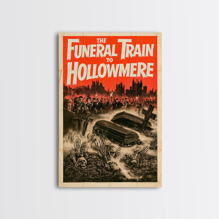 The Funeral Train To Hollowmere, English Language Horror Movie Poster, 1960s Horror Art, Retro Horror Movie Art, Canvas Print