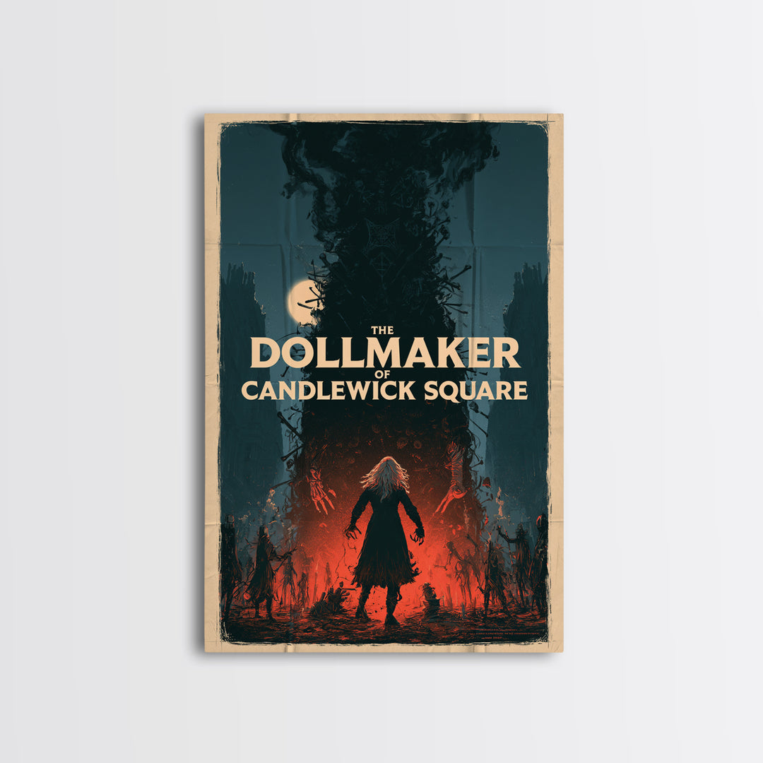 The Dollmaker Of Candlewick Square, English Language Horror Movie Poster, Giallo Horror Art, Classic Monster Poster, Canvas Print