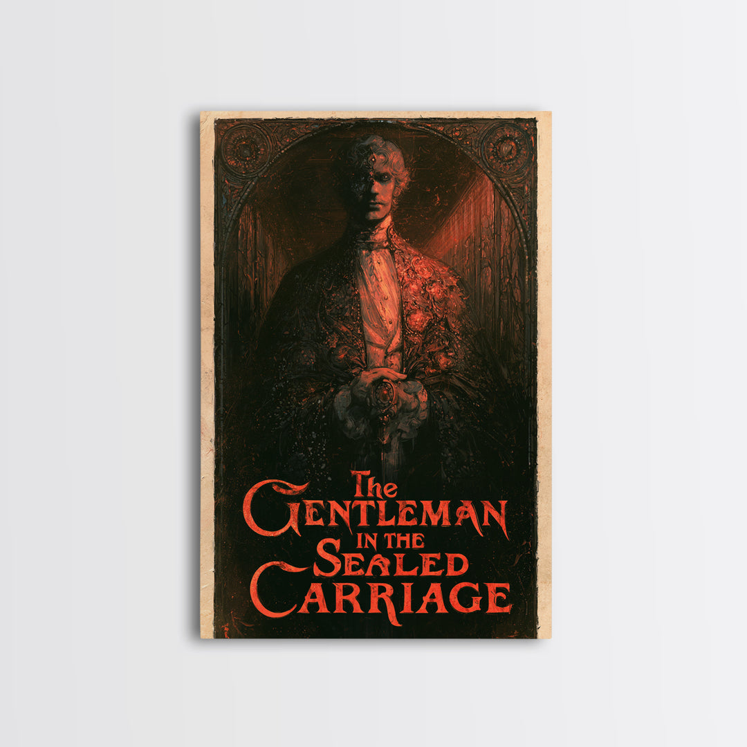 The Gentleman In The Sealed Carriage, English Language Horror Movie Poster, Stained Glass Gothic Art, Classic Monster Poster