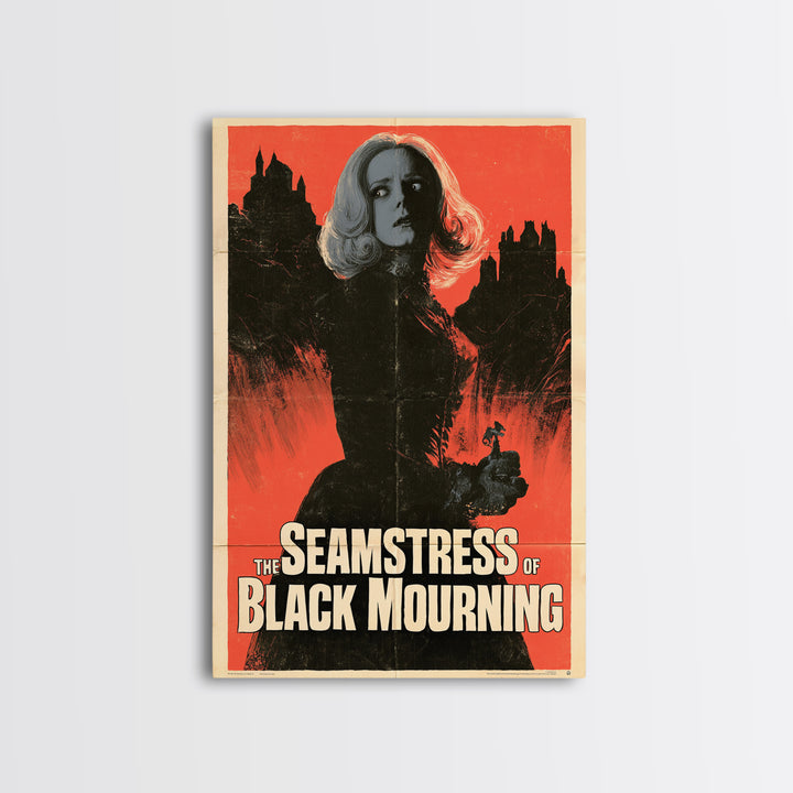 The Seamstress Of Black Mourning, English Language Horror Movie Poster, 1960s Horror Art, Cult Horror Poster, Framed Canvas Print