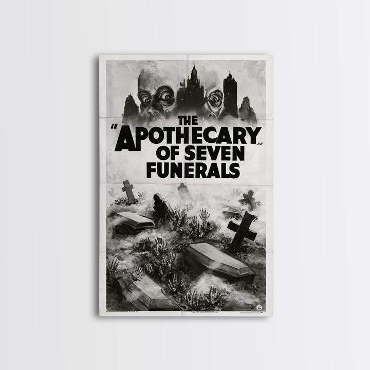 The Apothecary Of Seven Funerals, English Language Horror Movie Poster, 1930s Horror Art, Cult Horror Poster, Framed Canvas Print