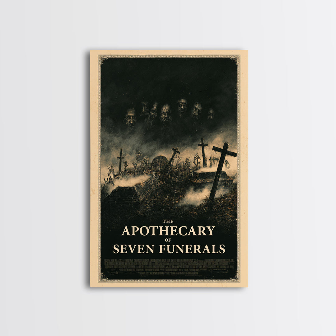 The Apothecary Of Seven Funerals, English Language Horror Movie Poster, Dark Romantic Horror Art, Retro Horror Movie Art, Canvas Print
