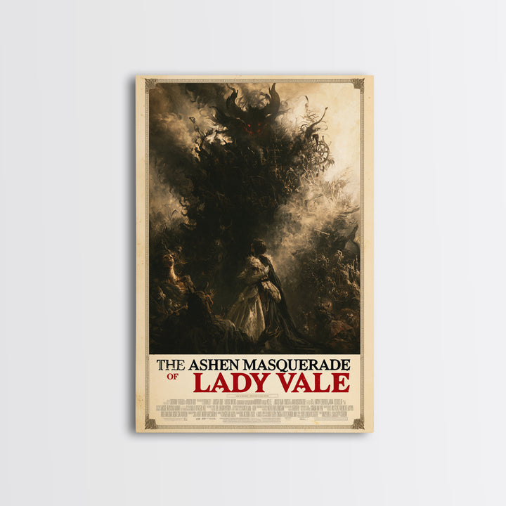 The Ashen Masquerade Of Lady Vale, English Language Horror Movie Poster, Gothic Nightmare Art, Classic Monster Poster