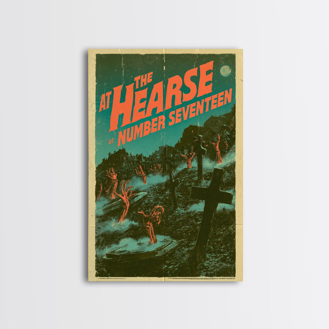 The Hearse At Number Seventeen, English Language Horror Movie Poster, Giallo Horror Art, Retro Horror Movie Art, Framed Canvas Print