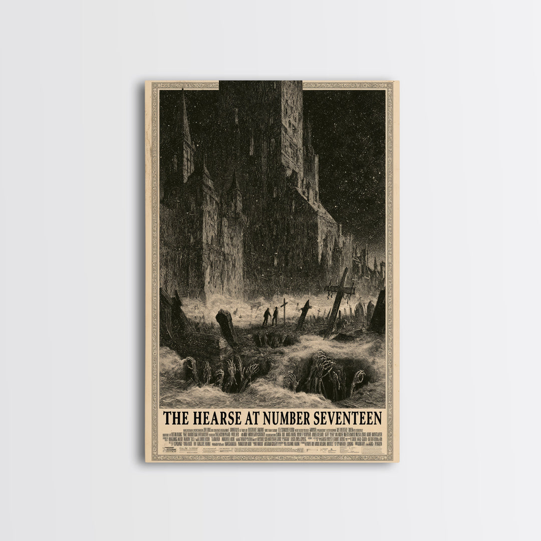 The Hearse At Number Seventeen, English Language Horror Movie Poster, Gothic Engraving Art, Retro Horror Movie Art, Canvas Print