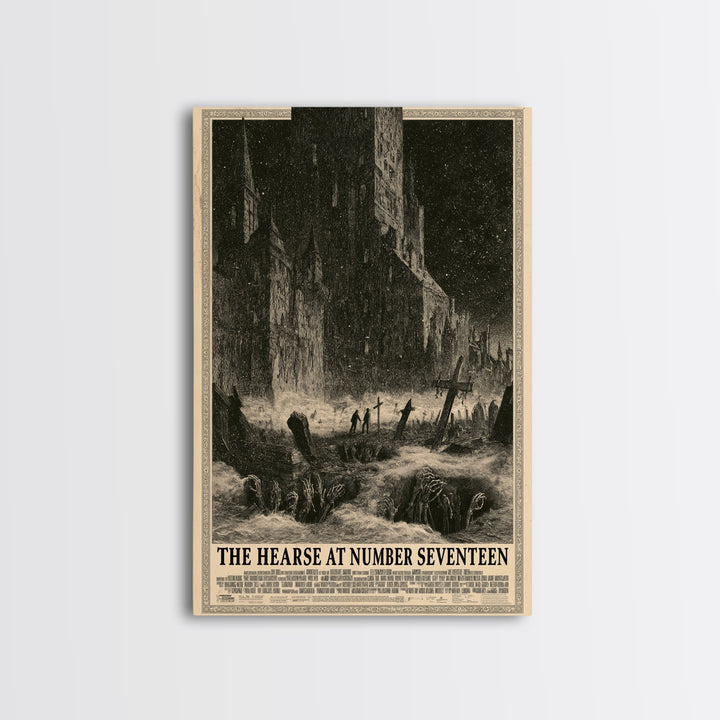 The Hearse At Number Seventeen, English Language Horror Movie Poster, Gothic Engraving Art, Retro Horror Movie Art, Canvas Print