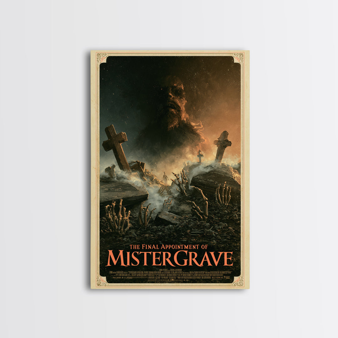 The Final Appointment Of Mister Grave, English Language Horror Movie Poster, Gothic Nightmare Art, Classic Monster Poster