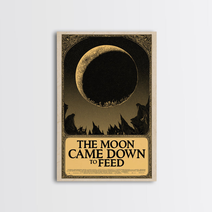The Moon Came Down To Feed, English Language Horror Movie Poster, Decadent Line Art, Classic Monster Poster, Canvas Print