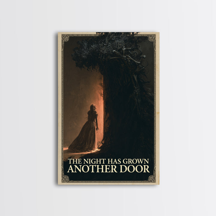 The Night Has Grown Another Door, English Language Horror Movie Poster, Gothic Nightmare Art, Cult Horror Poster, Framed Canvas Print