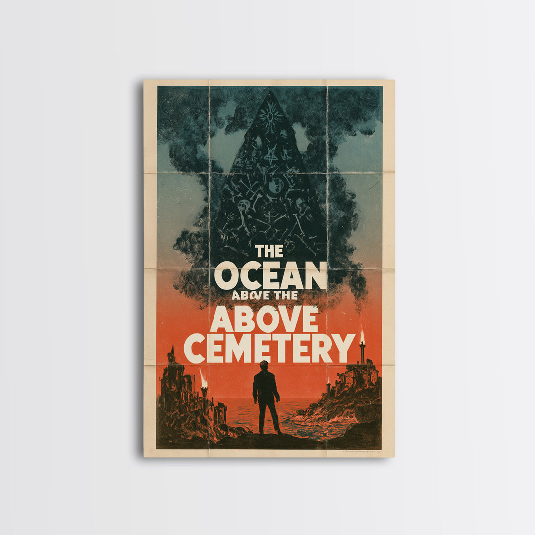 The Ocean Above The Cemetery, English Language Horror Movie Poster, 1960s Horror Art, Retro Horror Movie Art, Framed Canvas Print