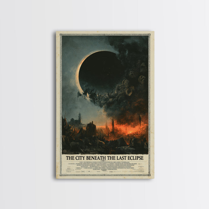 The City Beneath The Last Eclipse, English Language Horror Movie Poster, Dark Romantic Horror Art, Gothic Cinema Wall Art, Canvas Print