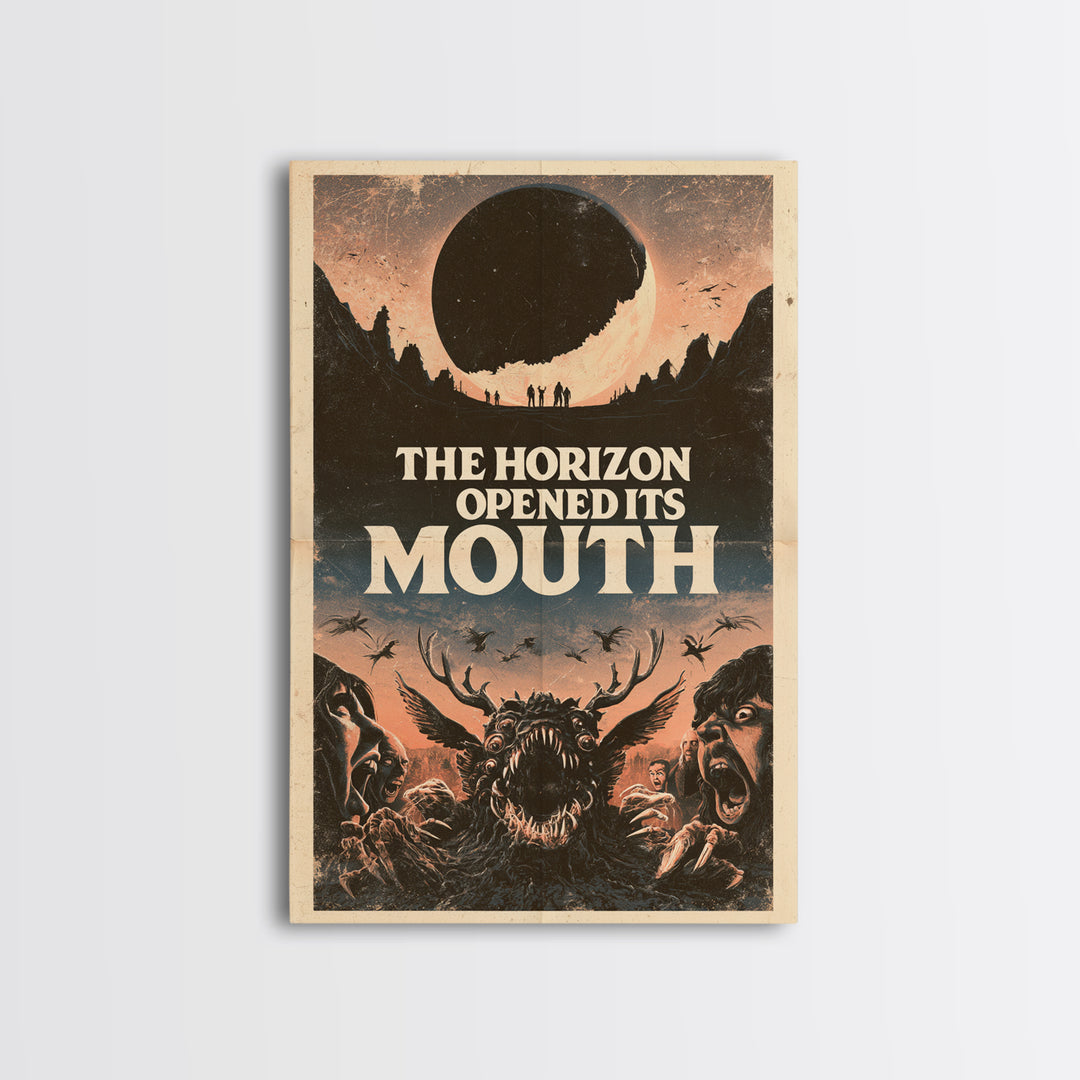 The Horizon Opened Its Mouth, English Language Horror Movie Poster, 1970s Horror Art, Cult Horror Poster, Framed Canvas Print
