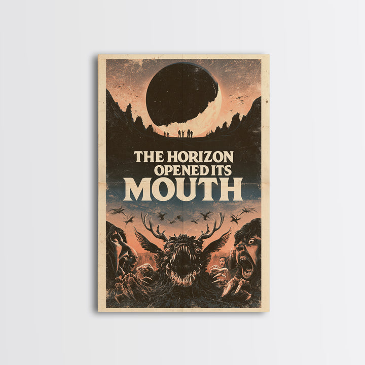 The Horizon Opened Its Mouth, English Language Horror Movie Poster, 1970s Horror Art, Cult Horror Poster, Framed Canvas Print