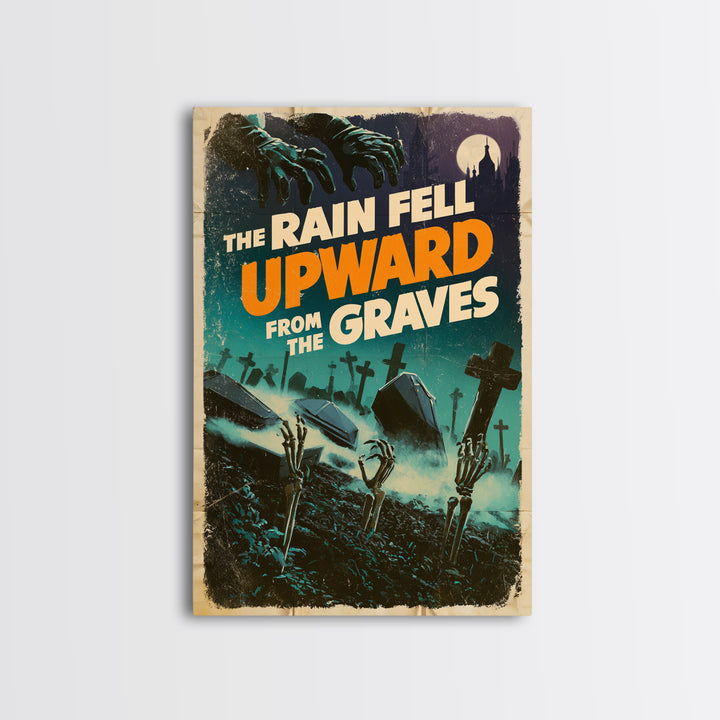 The Rain Fell Upward From The Graves, English Language Horror Movie Poster, Giallo Horror Art, Classic Monster Poster, Framed Canvas Print