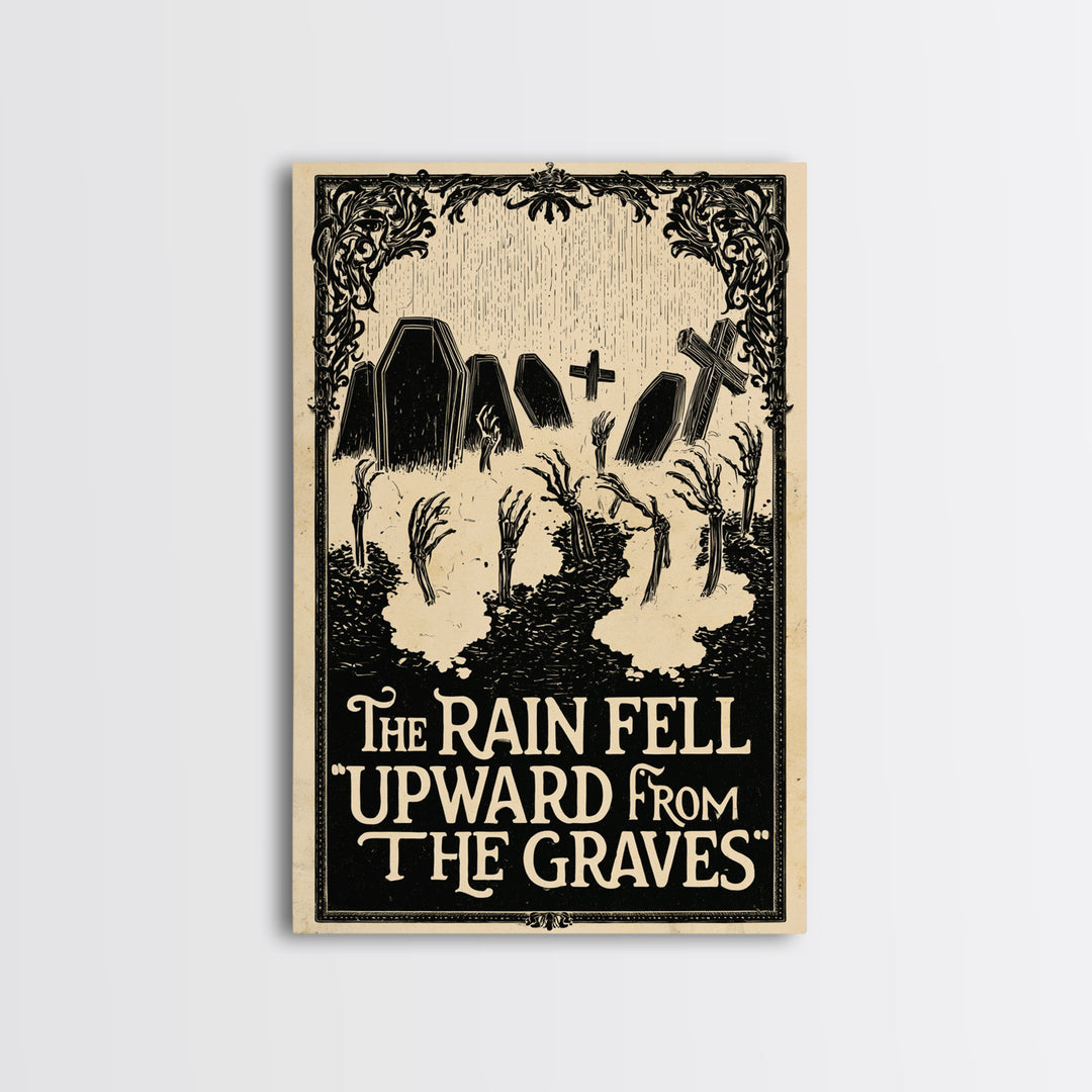 The Rain Fell Upward From The Graves, English Language Horror Movie Poster, Decadent Line Art, Cult Horror Poster