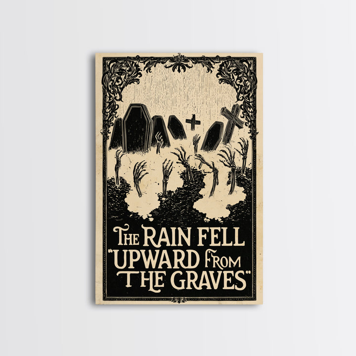 The Rain Fell Upward From The Graves, English Language Horror Movie Poster, Decadent Line Art, Cult Horror Poster
