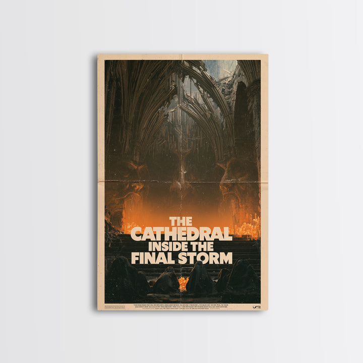 The Cathedral Inside The Final Storm, English Language Horror Movie Poster, 1970s Horror Art, Classic Monster Poster, Framed Canvas Print