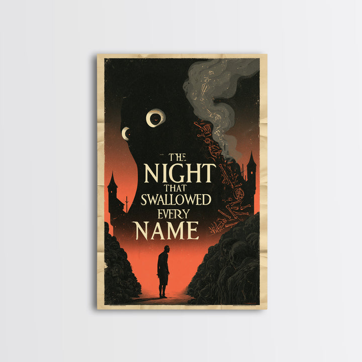 The Night That Swallowed Every Name, English Language Horror Movie Poster, 1930s Horror Art, Gothic Cinema Wall Art, Canvas Print