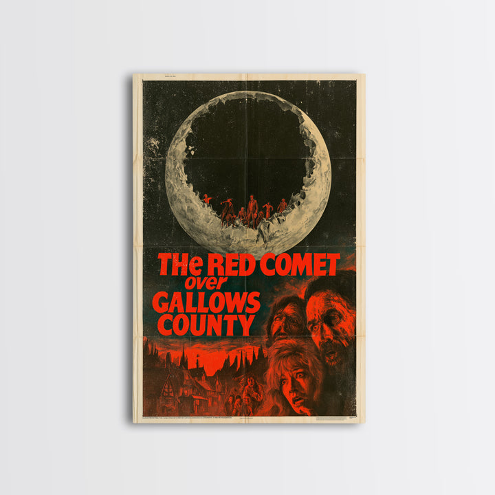 The Red Comet Over Gallows County, English Language Horror Movie Poster, 1970s Horror Art, Classic Monster Poster, Framed Canvas Print