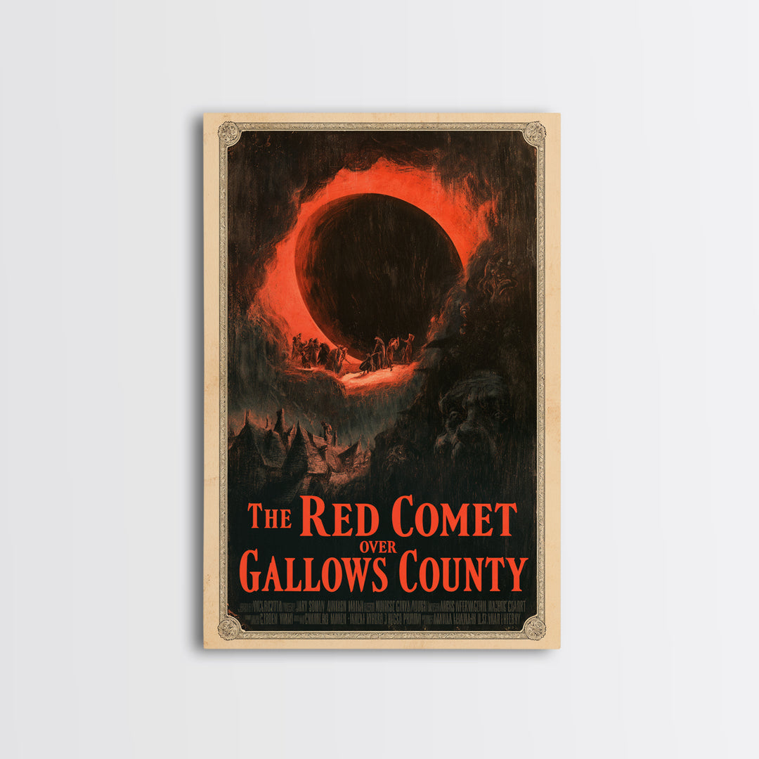 The Red Comet Over Gallows County, English Language Horror Movie Poster, Dark Romantic Horror Art, Retro Horror Movie Art