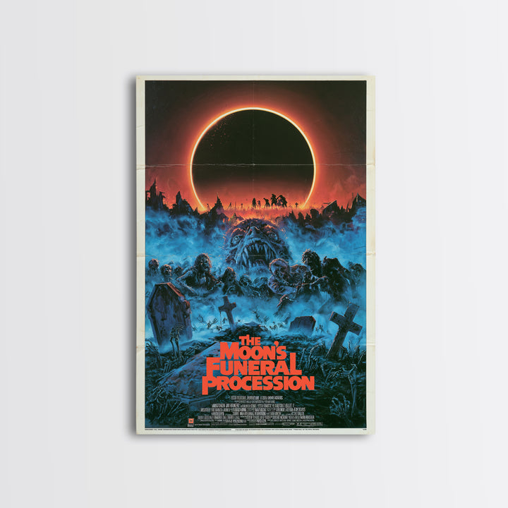 The Moon'S Funeral Procession, English Language Horror Movie Poster, 1980s Vhs Nightmare Cover Inspired Art, Cult Horror Poster