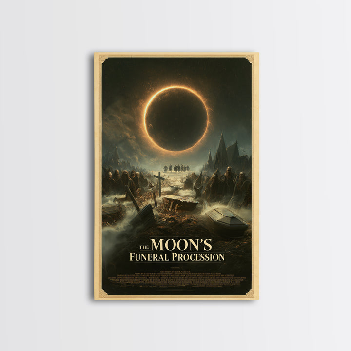 The Moon'S Funeral Procession, English Language Horror Movie Poster, Dark Romantic Horror Art, Retro Horror Movie Art, Canvas Print