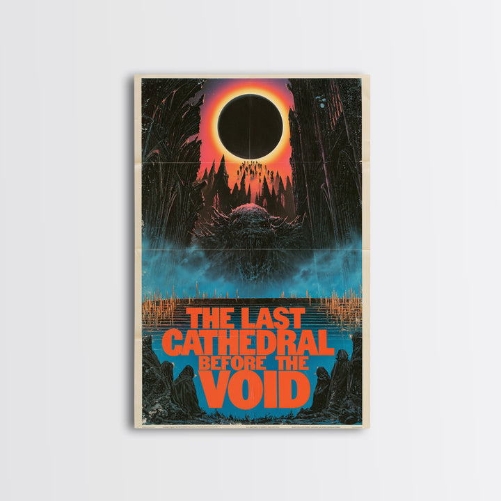 The Last Cathedral Before The Void, English Language Horror Movie Poster, 1980s Vhs Nightmare Cover Inspired Art, Gothic Cinema Wall Art