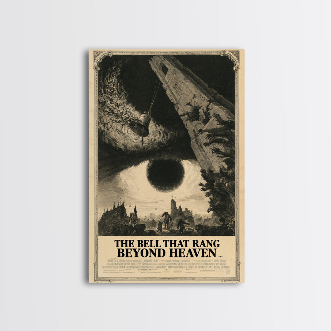 The Bell That Rang Beyond Heaven, English Language Horror Movie Poster, Gothic Engraving Art, Gothic Cinema Wall Art, Horror Wall Decor