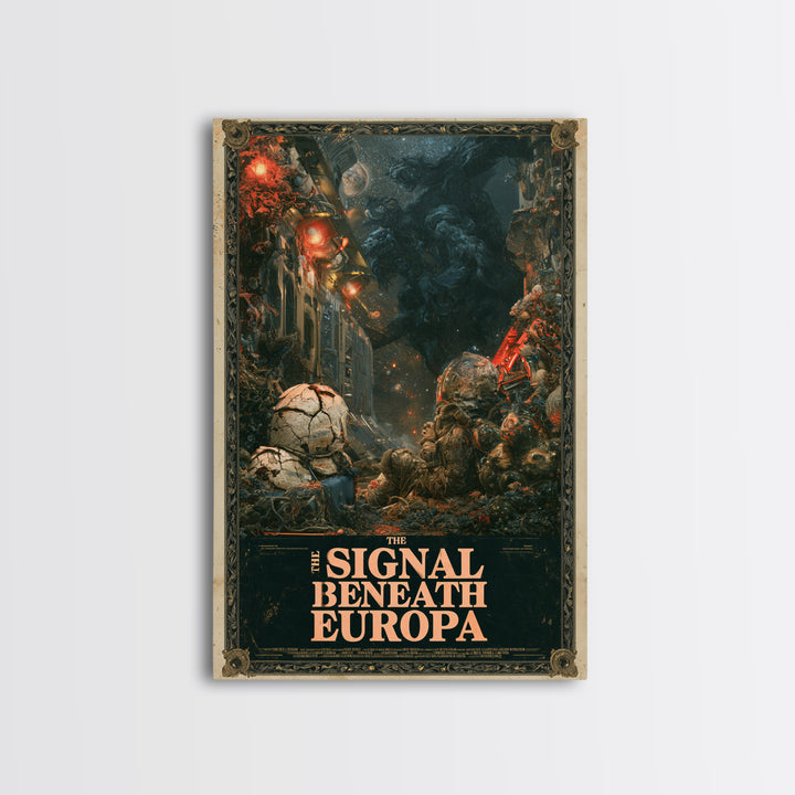 The Signal Beneath Europa, English Language Horror Movie Poster, Gothic Nightmare Art, Retro Horror Movie Art, Framed Canvas Print