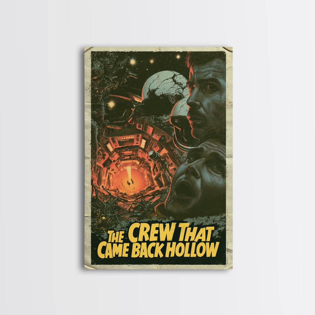 The Crew That Came Back Hollow, English Language Horror Movie Poster, 1970s Horror Art, Cult Horror Poster, Framed Canvas Print