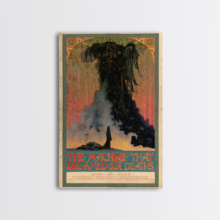 The Machine That Dreamed Our Deaths, English Language Horror Movie Poster, Stained Glass Gothic Art, Retro Horror Movie Art, Canvas Print