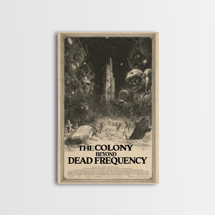 The Colony Beyond The Dead Frequency, English Language Horror Movie Poster, Gothic Engraving Art, Gothic Cinema Wall Art