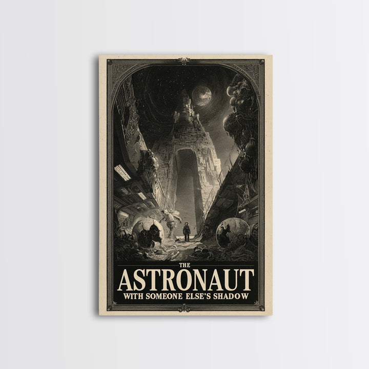 The Astronaut With Someone Else'S Shadow, English Language Horror Movie Poster, Gothic Engraving Art, Classic Monster Poster