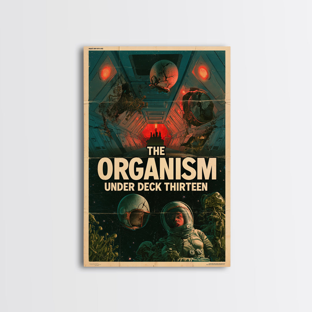 The Organism Under Deck Thirteen, English Language Horror Movie Poster, 1960s Horror Art, Cult Horror Poster, Canvas Print